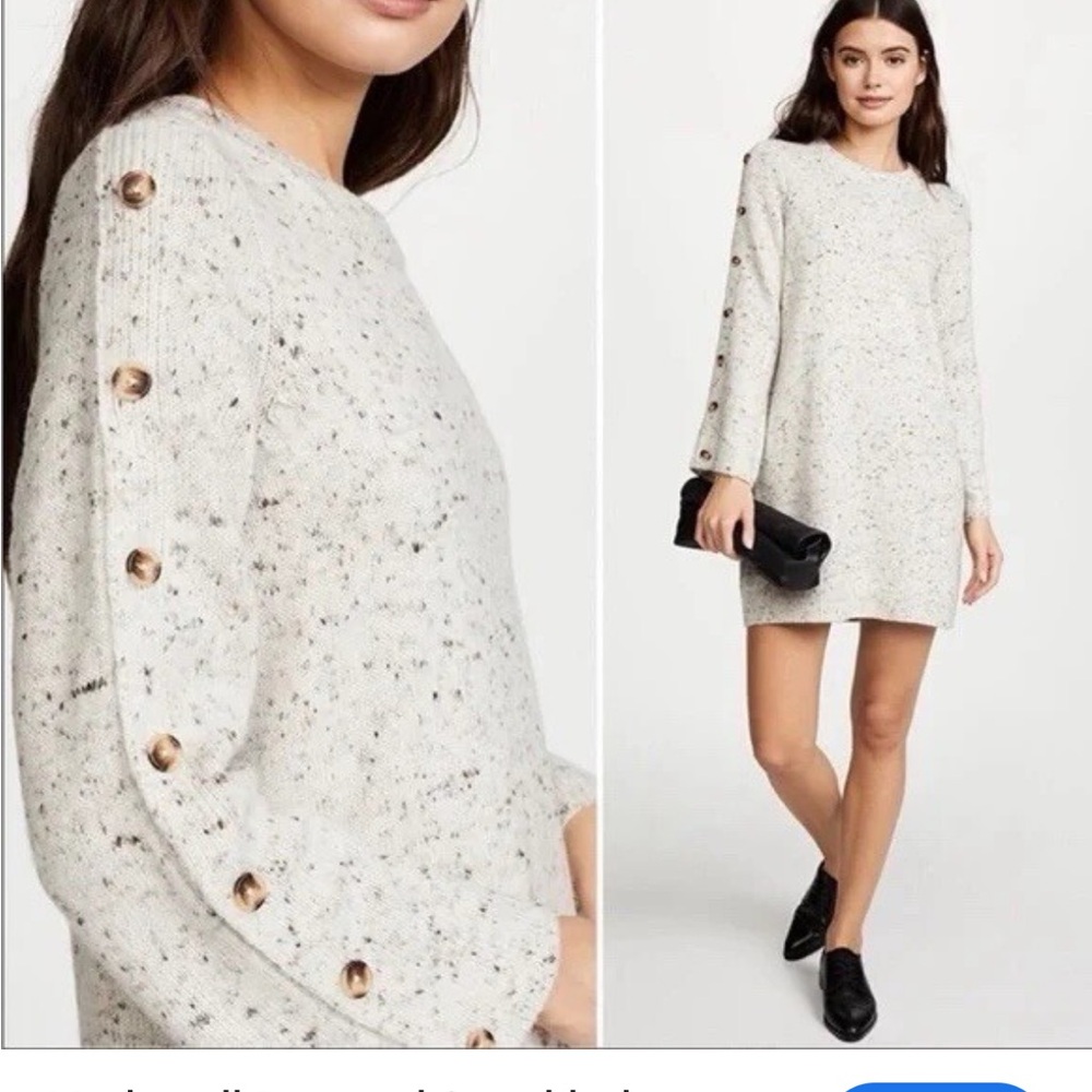 EUC Madewell Wool Blend Size XS Oversized Cozy Cream Sweater Mock‎ Neck Dress